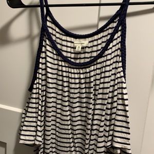 White and blue striped shirt
